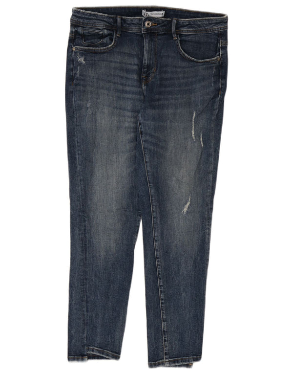 Zara Jeans ajustados desgastados para mujer EU 42 Large W32 L27 Azul