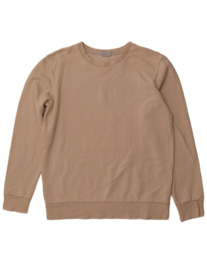 PUMA Sudadera con estampado gráfico para hombre, jersey de algodón beige medio
