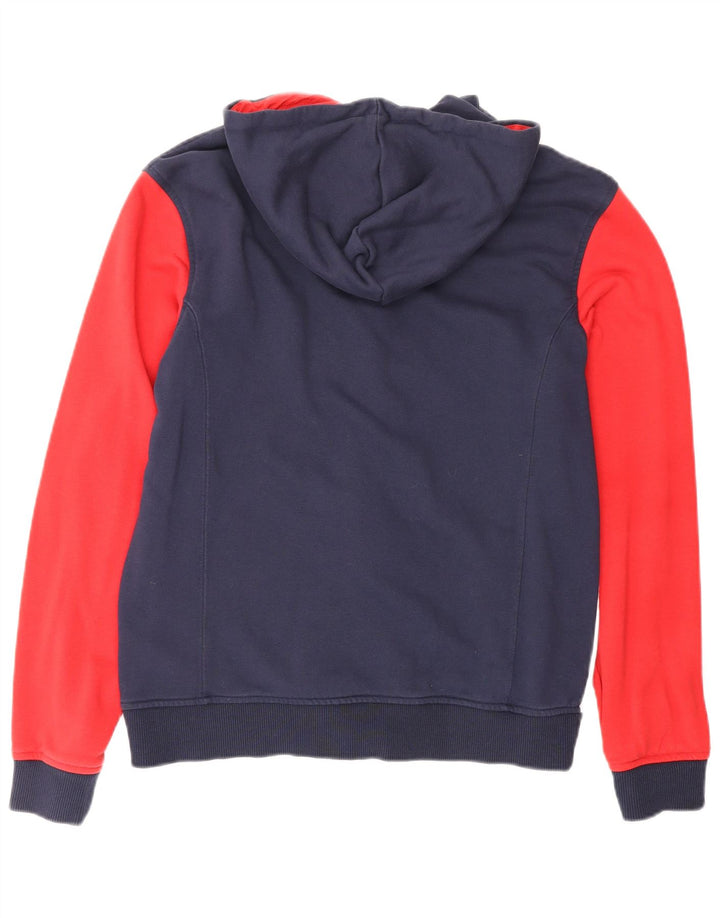 FILA Sudadera con capucha y cremallera para hombre de algodón color block en azul marino mediano