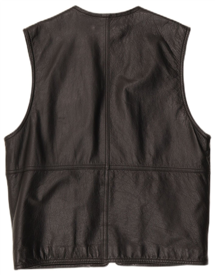 Via Cortesa Chaleco de cuero para hombre IT 48 Cuero negro mediano
