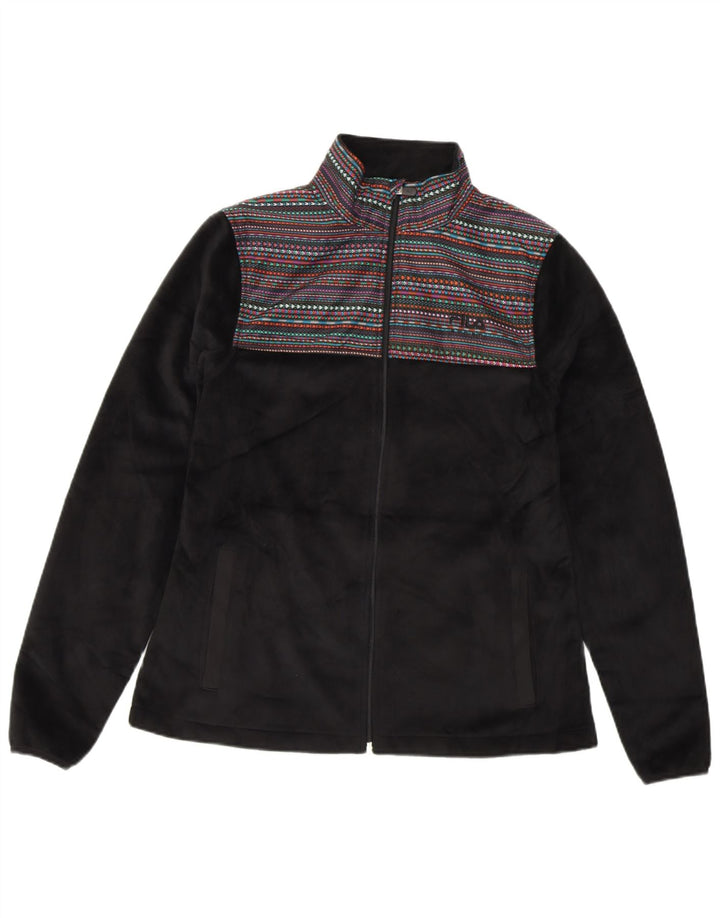 FILA Chaqueta polar para mujer UK 10 Small Poliéster a rayas negras