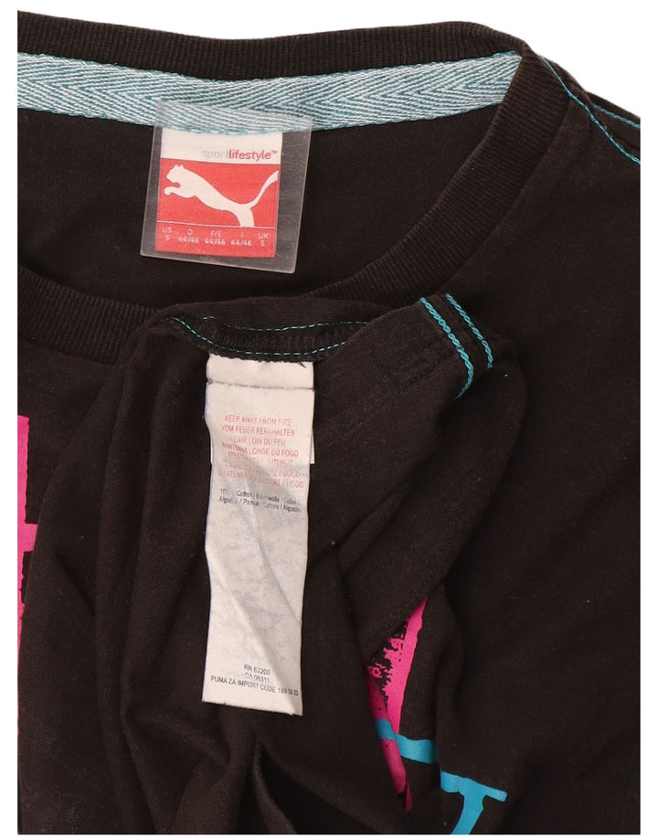 Puma - Camiseta gráfica para hombre, talla pequeña, algodón negro