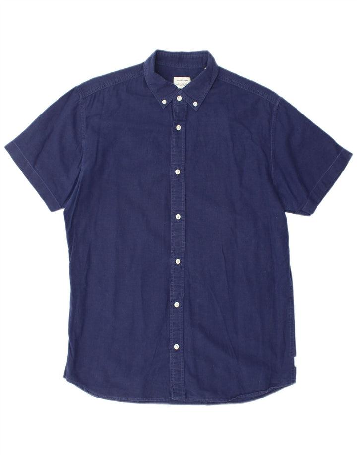 JACK & JONES Hombre Camisa Manga Corta Medium Azul Marino