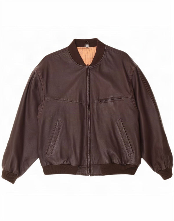 Chaqueta de cuero vintage para hombre Reino Unido 42 XL Marrón