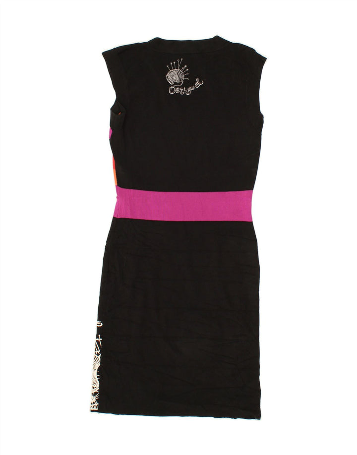 DESIGUAL Womens Abstract Pattern Sheath Dress UK 10 Small Black Paisley Vintage Desigual and Second-Hand Desigual from Messina Hembry 