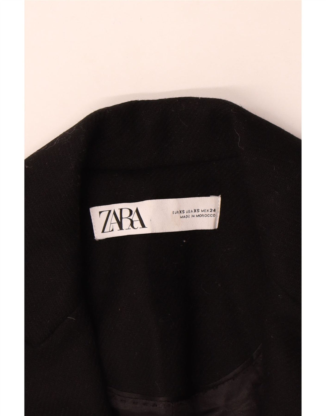 Zara Mujer Abrigo UK 6 XS Negro Poliéster