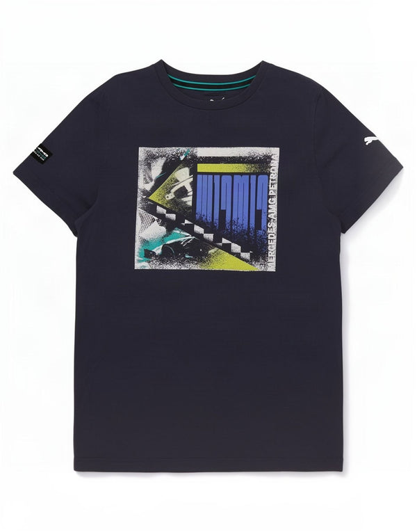Puma - Camiseta gráfica para hombre, talla pequeña, algodón azul marino