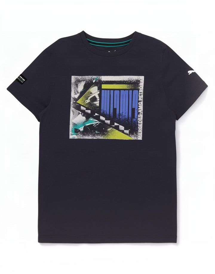 Puma - Camiseta gráfica para hombre, talla pequeña, algodón azul marino