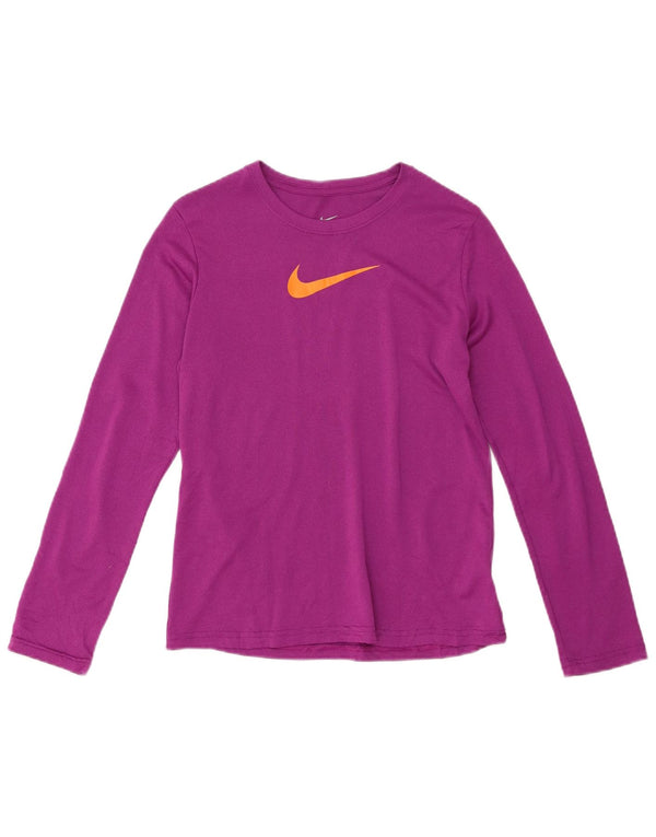 Nike Dri Fit Graphic Top manga larga para niñas de 12 a 13 años, talla grande, color morado