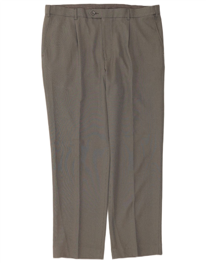 Marks & Spencer Pantalón de traje de corte regular para hombre W38 L31 Poliéster gris