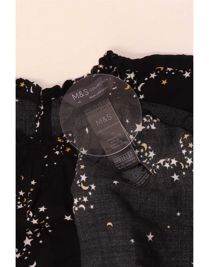 Marks & Spencer Blusa con patrón abstracto para mujer UK 44 Grande Negro