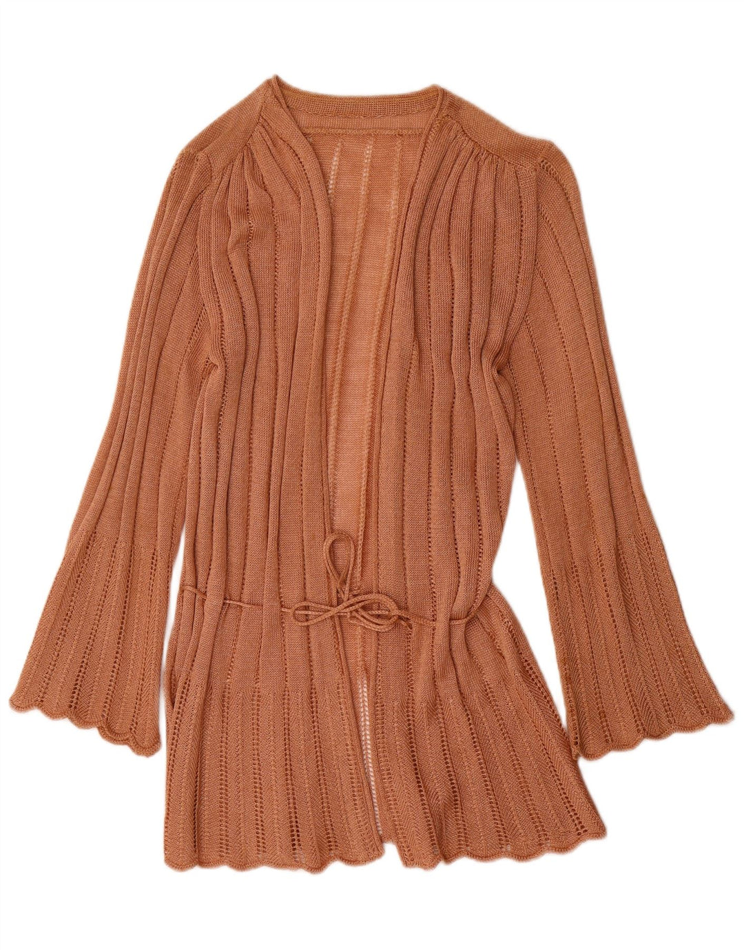 Vintage mujer abrigo cardigan suéter IT 44 acrílico marrón medio