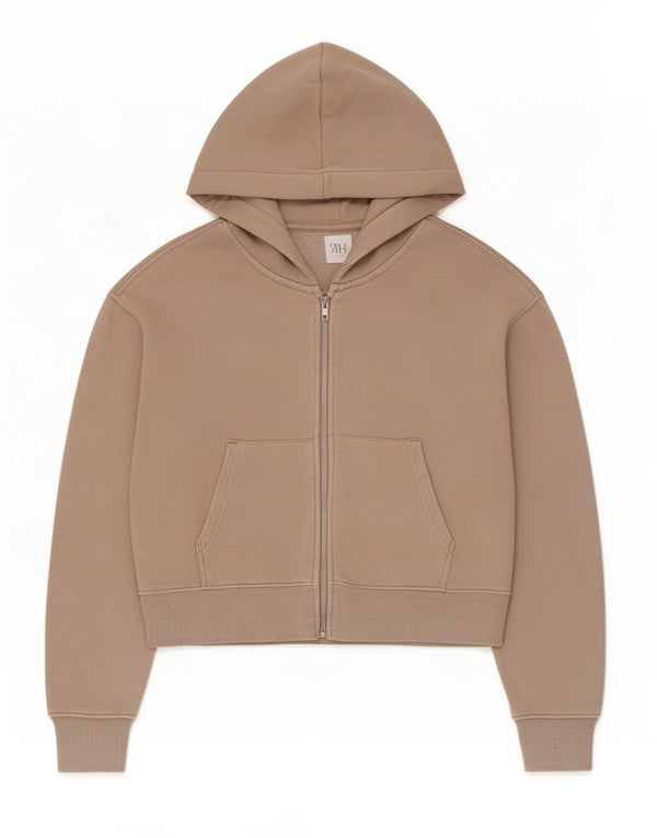 Zara Jersey Niña Crop Zip Sudadera 13-14 Años Algodón Beige