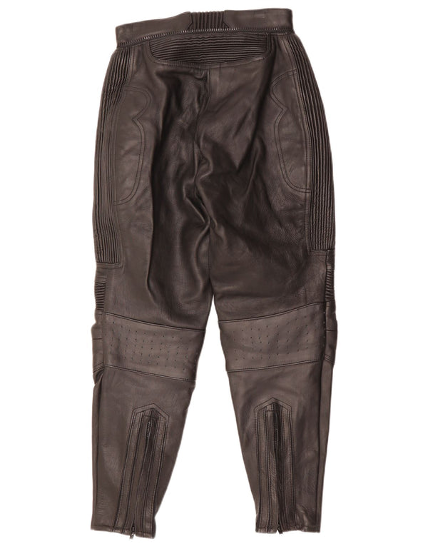 LOUIS Pantalones Moto Racer de cuero para mujer EU 36 Small W28 L27 Cuero negro