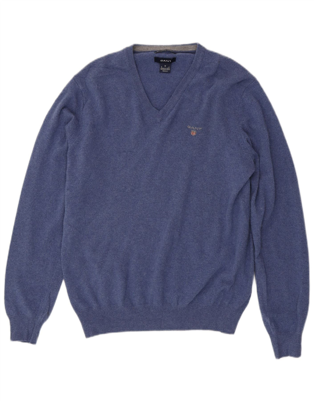 Gant Jersey Con Cuello En V De Lana Azul Medio |