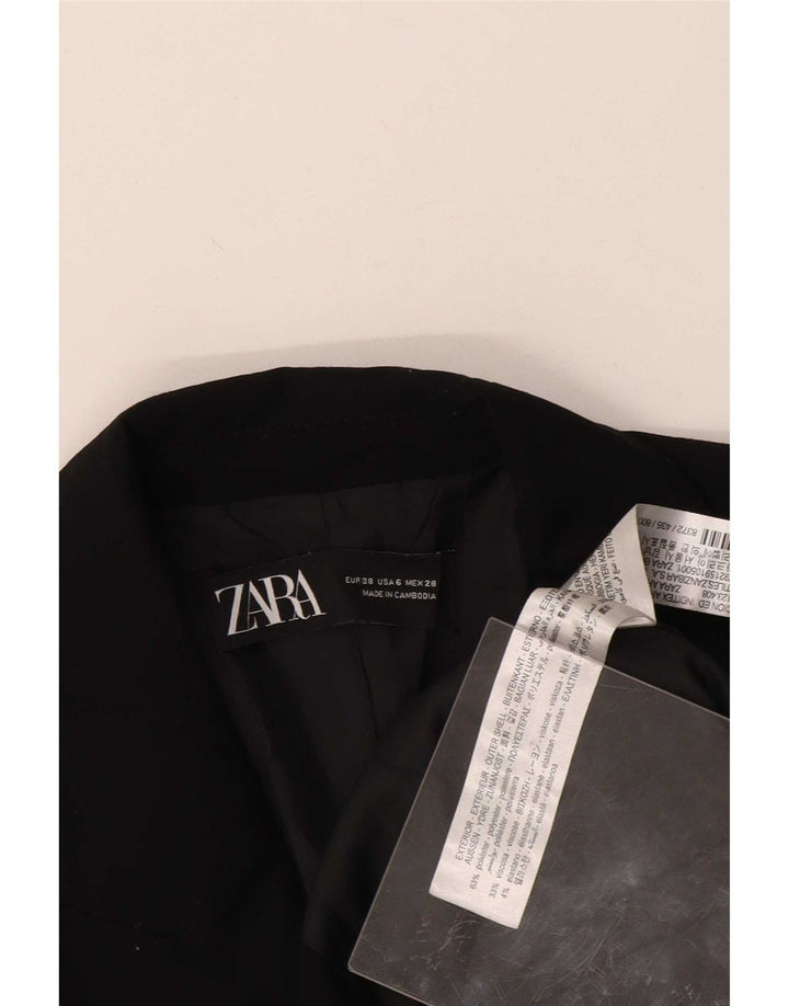 Zara Mujer Chaqueta Blazer De 1 Botón EU 38 Pequeña Poliéster Negro