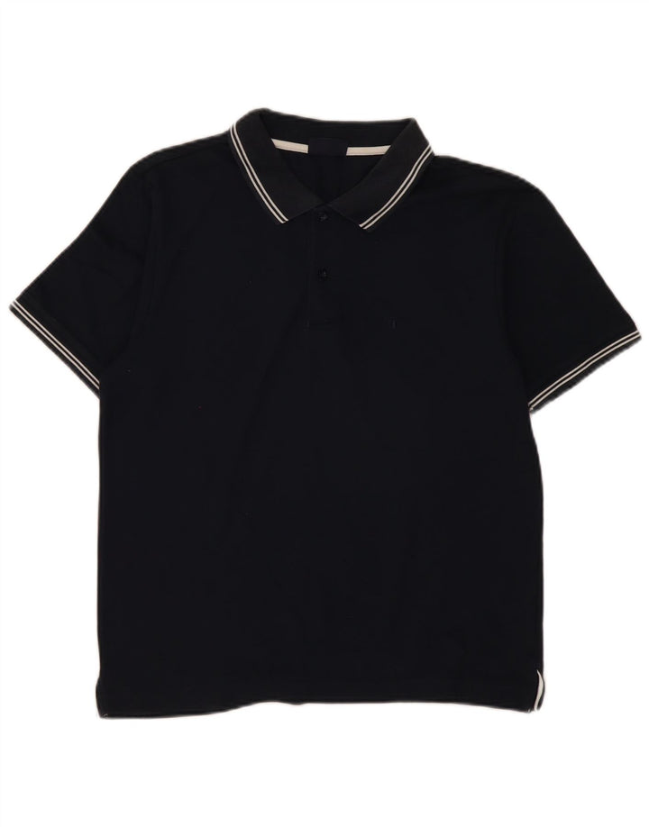 Champion Polo para hombre pequeño de algodón a rayas azul marino