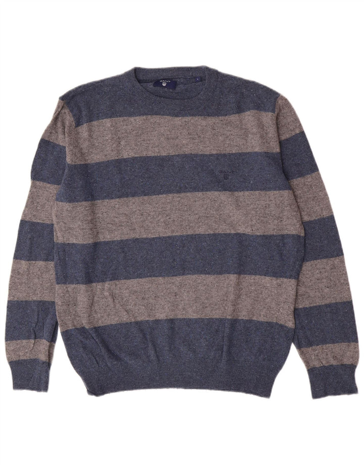 Gant Jersey De Cuello Redondo Para Hombre Jersey De Lana De Cordero A Rayas Azul Grande