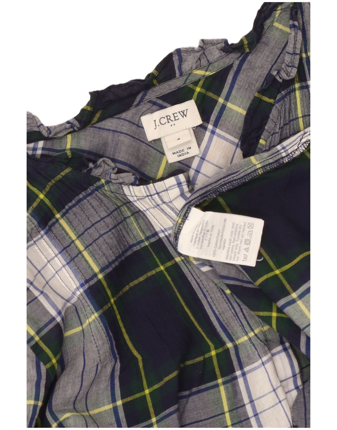 J. CREW Blusa tipo jersey para mujer US 4 Pequeño Azul Marino Cuadros Algodón