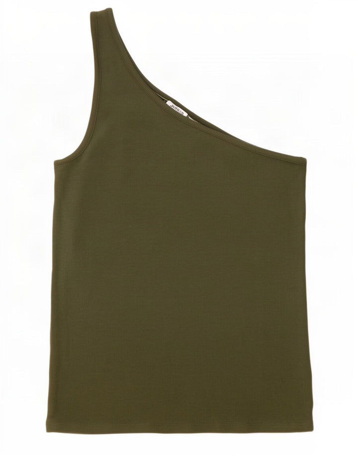 Marks & Spencer Top de un hombro para mujer UK 12 Algodón caqui mediano