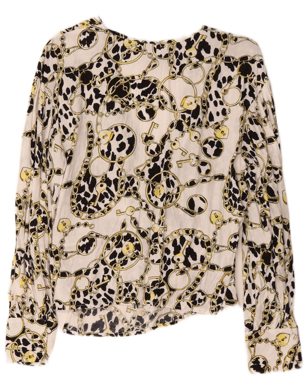 Topshop Cárdigan cruzado de gran tamaño con estampado abstracto para mujer UK 6 XS Blanco