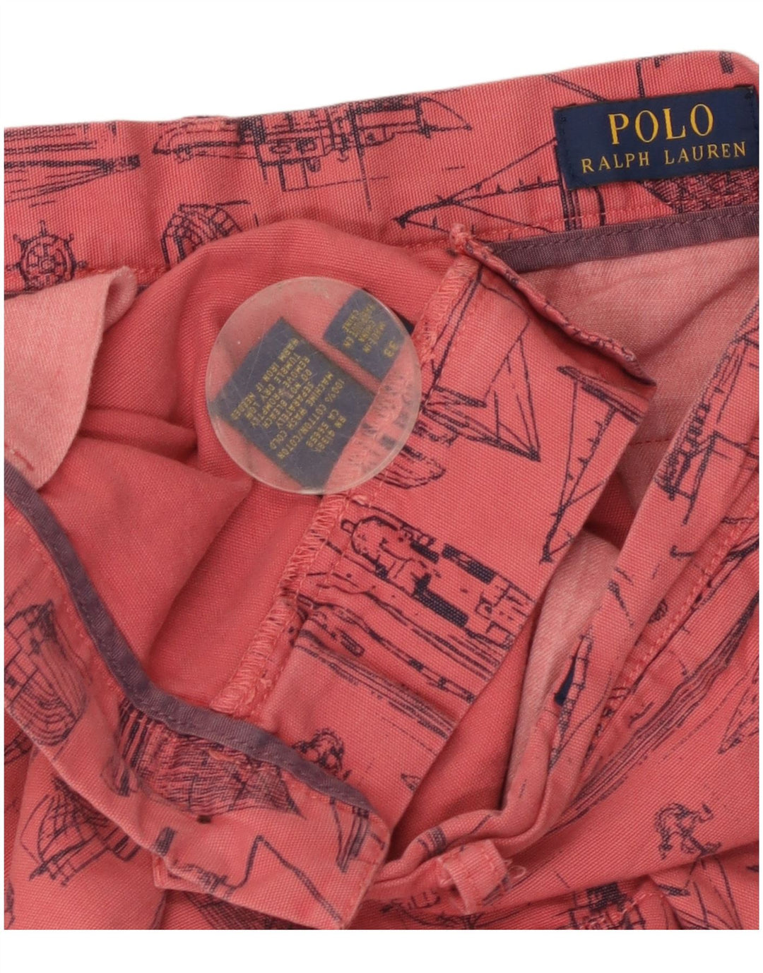 Polo Ralph Lauren Pantalones cortos chinos con estampado abstracto para hombre W33 Algodón rosa medio