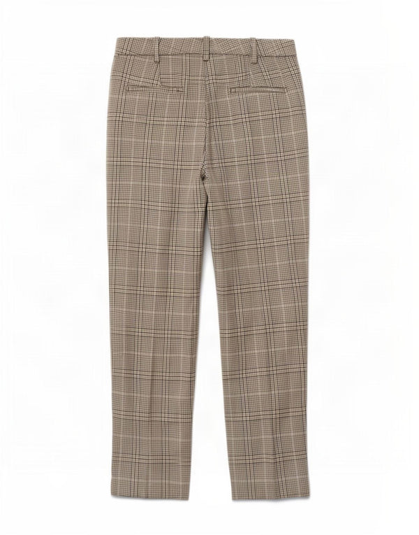 Zara Mujer Pantalón Chino Tapered XS W24 L27 Gris Cuadros Poliéster
