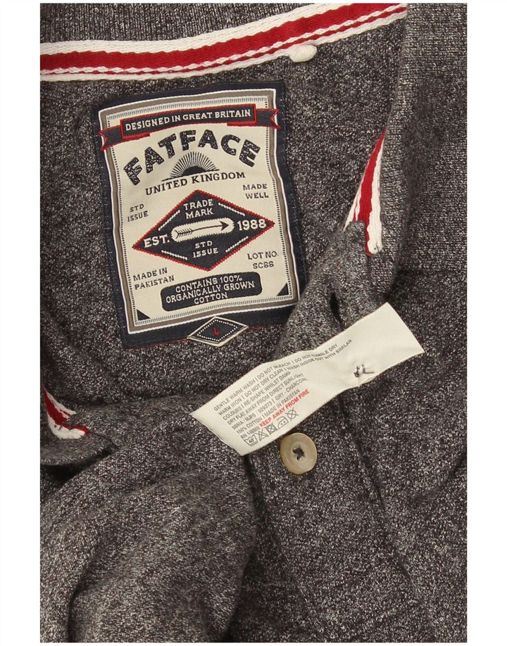 Polo de hombre Fat Face de algodón moteado en gris grande