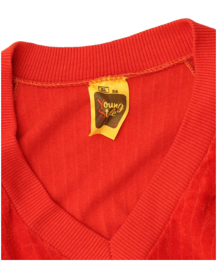 VINTAGE Jersey con cuello en V para hombre XL Algodón rojo