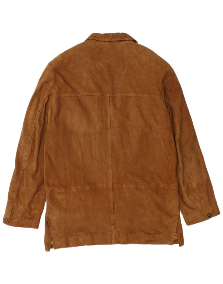 Vintage hombres 3 botones ante Blazer chaqueta IT 48 cuero marrón medio