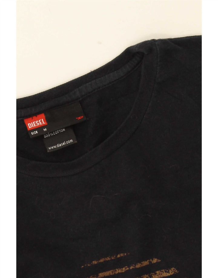 Diesel Hombre Top Gráfico Manga Larga Algodón Negro Mediano