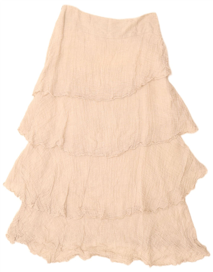 VINTAGE Falda escalonada de cintura alta para mujer W28 Beige medio