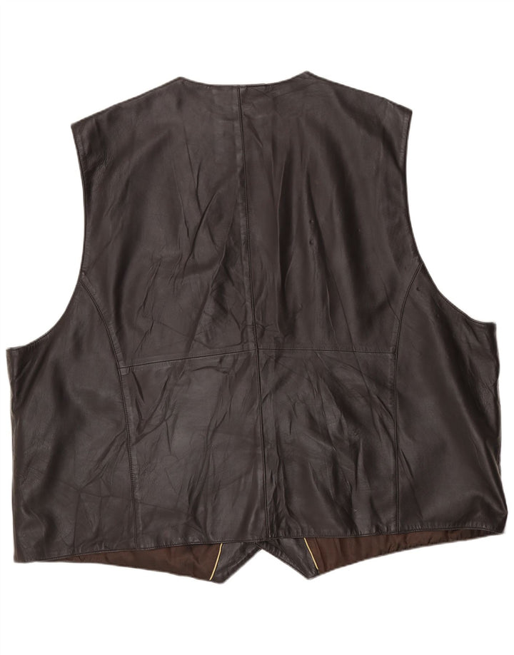 Chaleco de cuero vintage para hombre 2XL cuero marrón