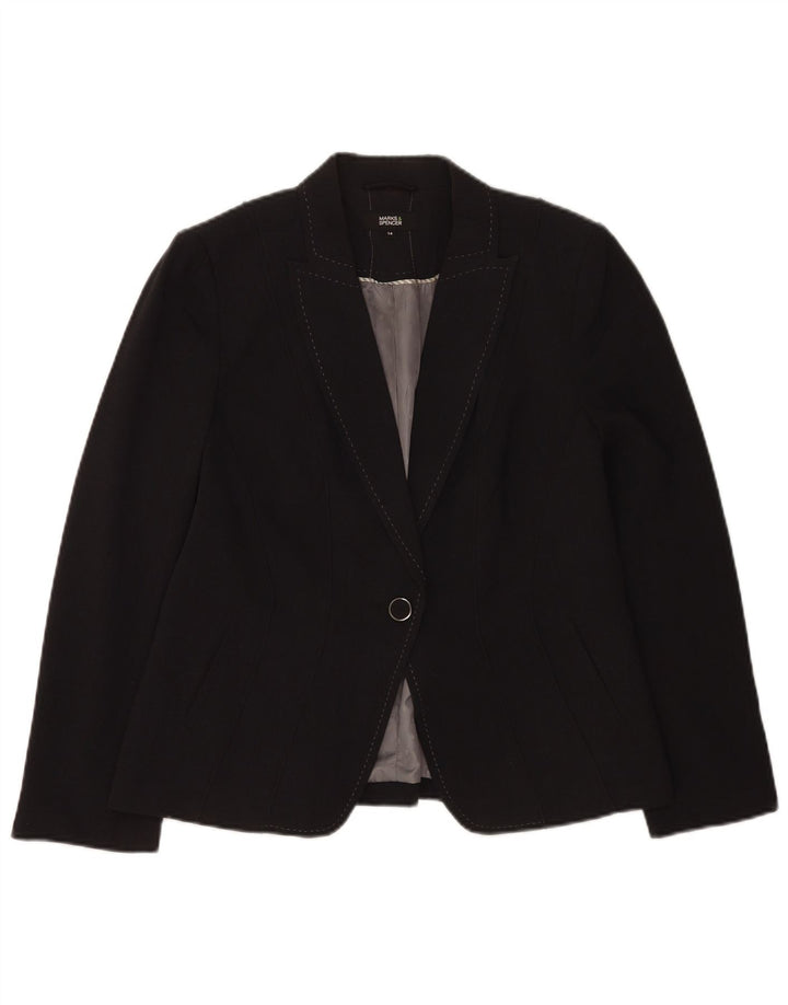 Marks & Spencer Chaqueta tipo blazer con 1 botón para mujer UK 44 Grande Poliéster negro