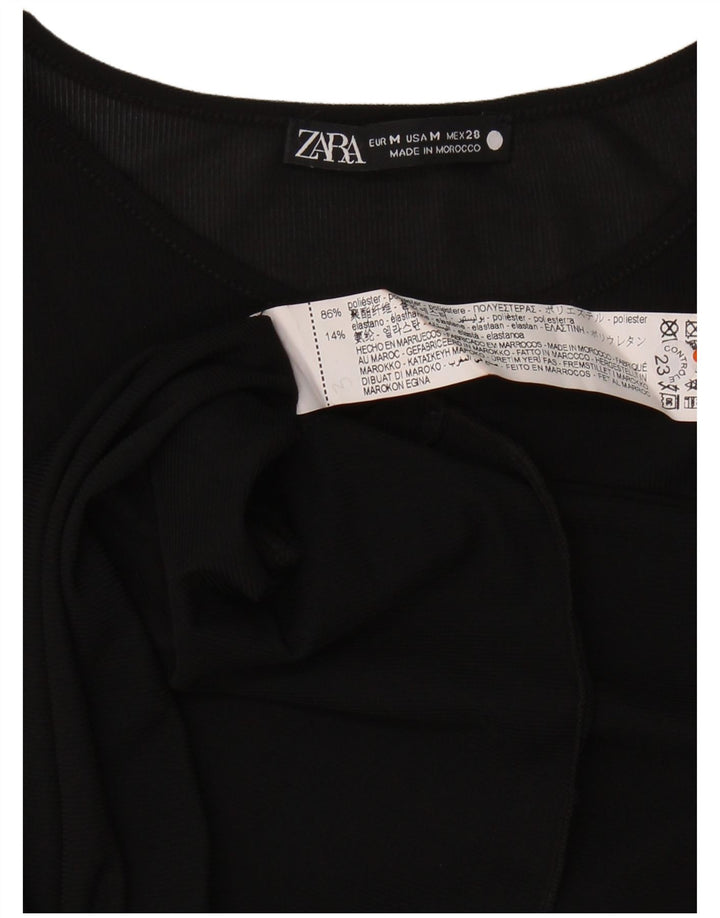 Zara Mujer Top Manga Larga ES 44 Medio Negro Poliéster