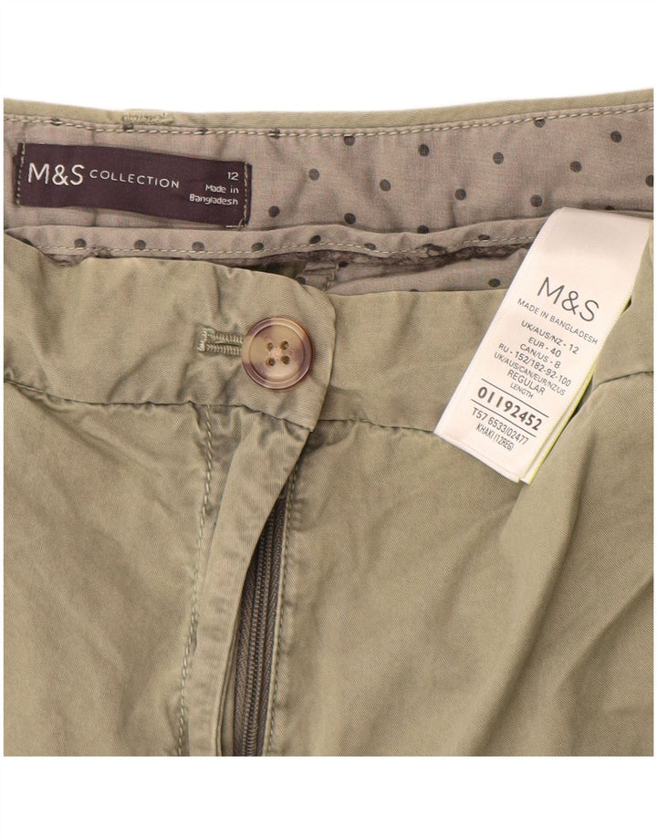 MARKS & SPENCER Pantalones chinos ajustados para mujer UK 12 Medium W30 L28 Caqui