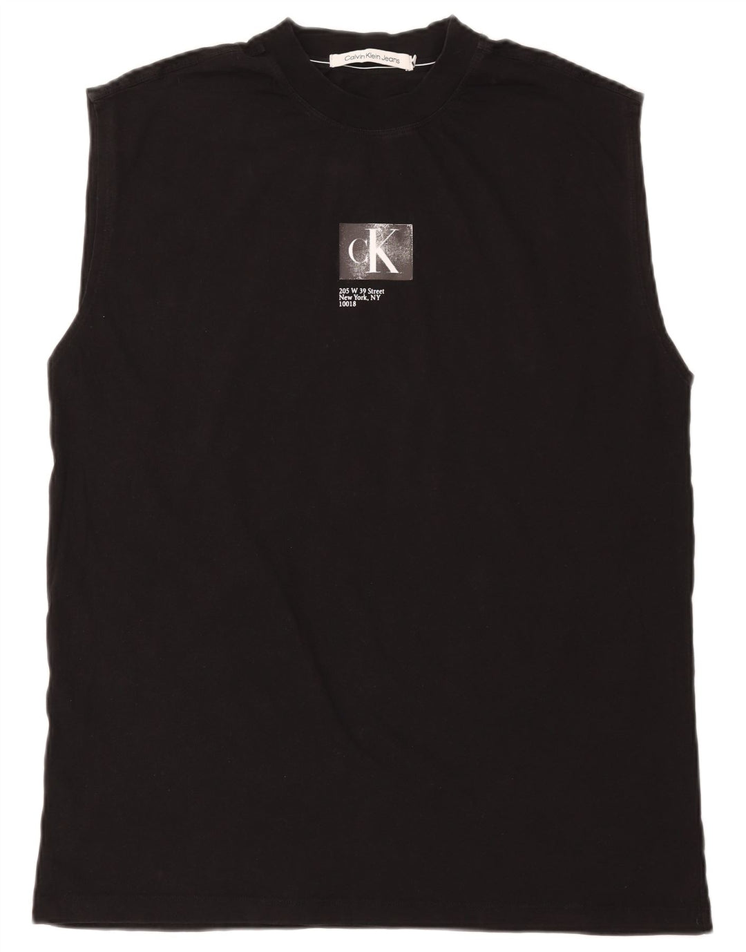 Calvin Klein Jeans Hombre Gráfico Chaleco Top Medio Algodón Negro