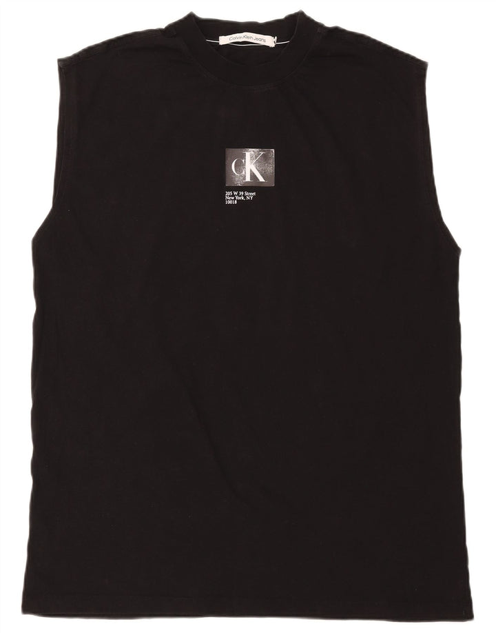 Calvin Klein Jeans Hombre Gráfico Chaleco Top Medio Algodón Negro