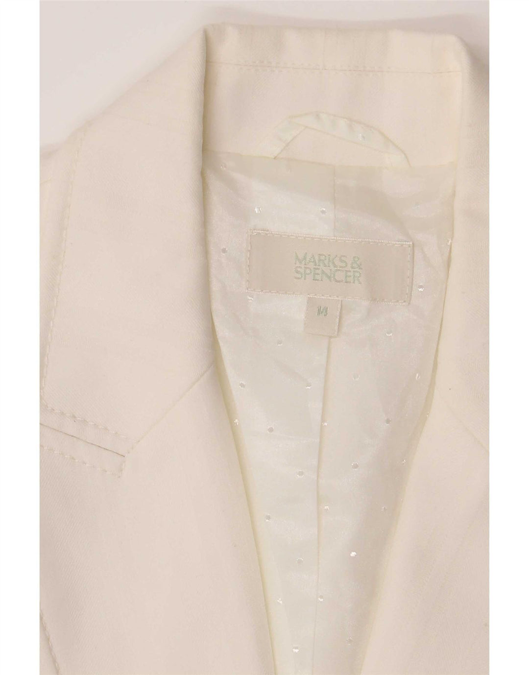 Marks & Spencer Chaqueta tipo blazer de 2 botones para mujer UK 44 Poliéster blanco mediano