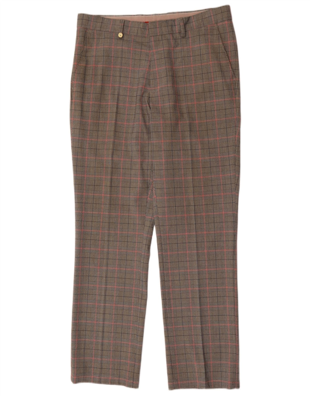 Pantalón de traje recto para hombre Golfino W34 L31 Poliéster a cuadros gris