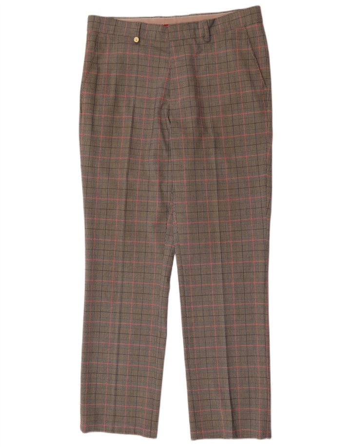 Pantalón de traje recto para hombre Golfino W34 L31 Poliéster a cuadros gris
