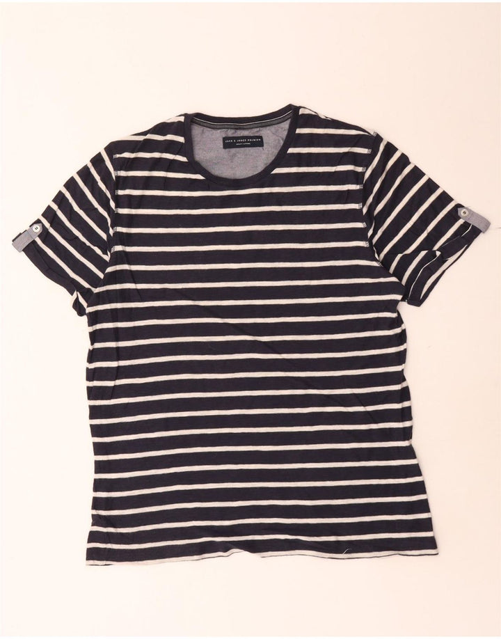 Jack & Jones Hombre Camiseta Top Grande Azul Marino Rayas