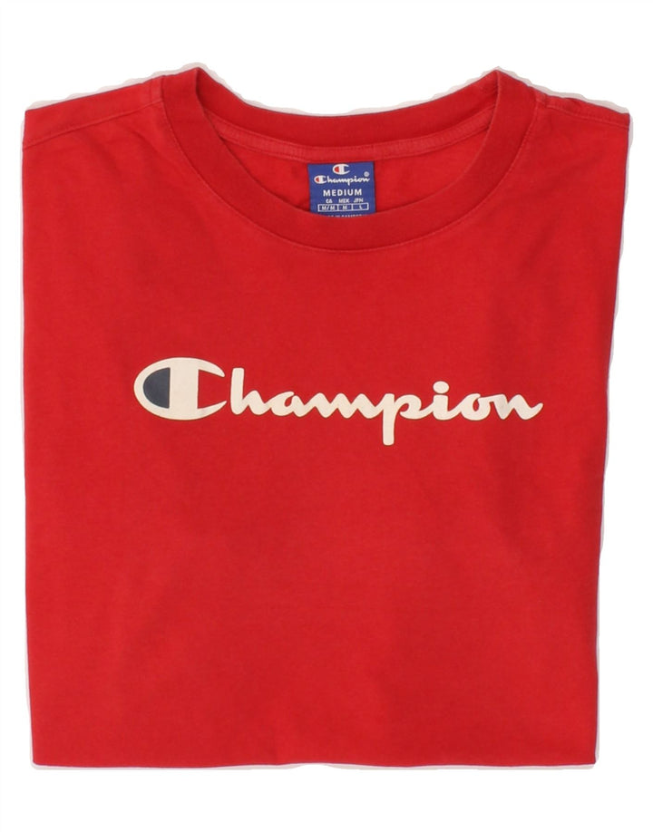 CHAMPION Womens Crop Graphic T-Shirt Top UK 14 Medium Red Vintage Champion and Second-Hand Champion from Messina Hembry 