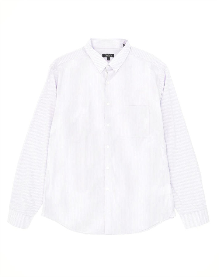 DKNY Mens Shirt Large Purple Pinstripe Cotton | Vintage Dkny | Thrift | Second-Hand Dkny | Used Clothing | Messina Hembry 