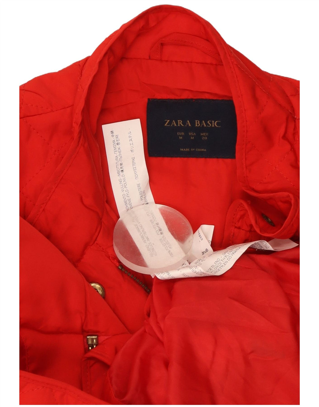 Zara Mujer Chaleco Acolchado UK 12 Medio Rojo Poliéster