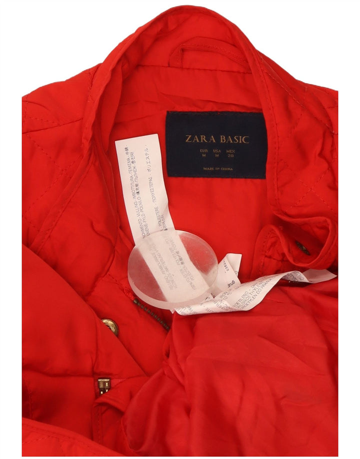 Zara Mujer Chaleco Acolchado UK 12 Medio Rojo Poliéster