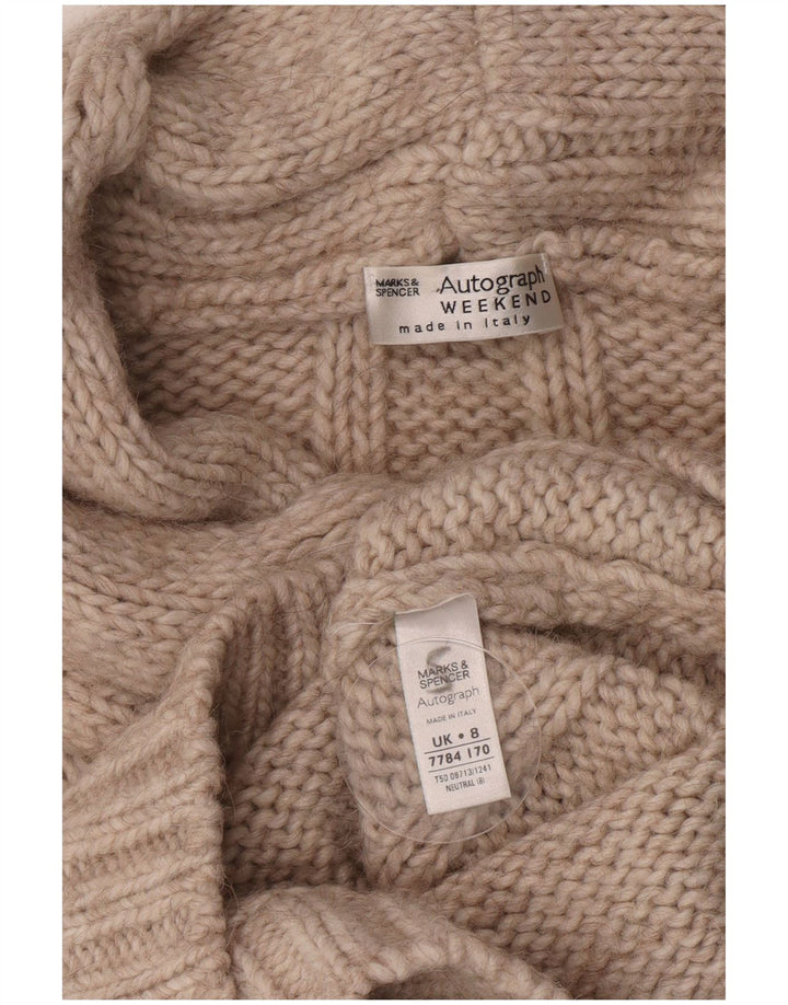 Marks & Spencer Suéter con cuello vuelto para mujer UK 8 Small Beige Acrílico