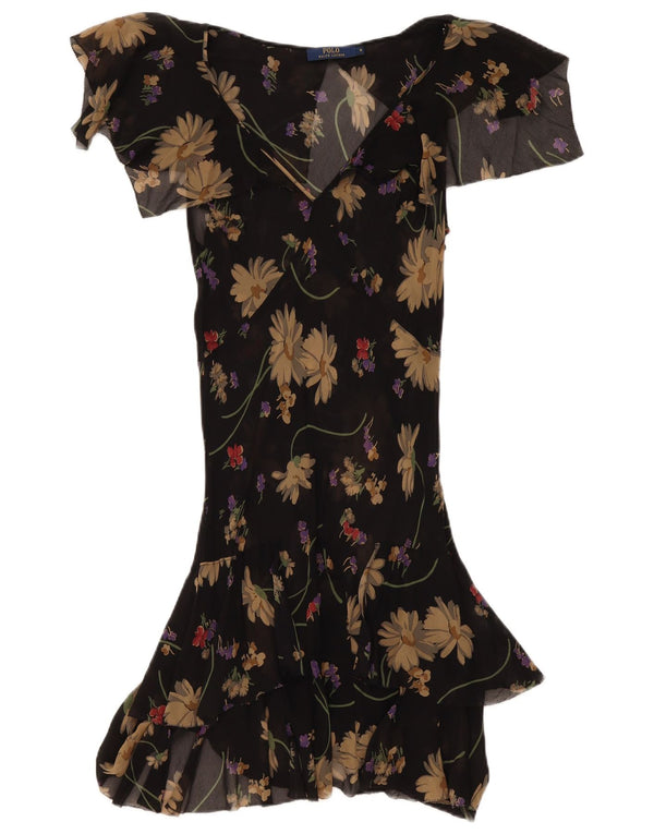 Polo Ralph Lauren Vestido asimétrico para mujer US 8 Mediano Negro Floral