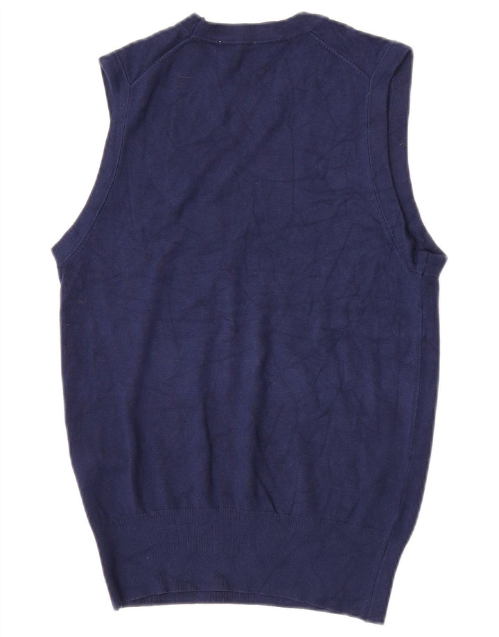 Zara Mujer Chaleco Camiseta Sin Mangas UK 12 Medium Azul Marino Viscosa