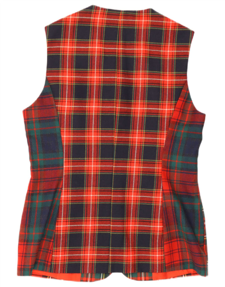 Chaleco Largo Mujer Trussardi IT 46 Large Lana Virgen A Cuadros Rojos